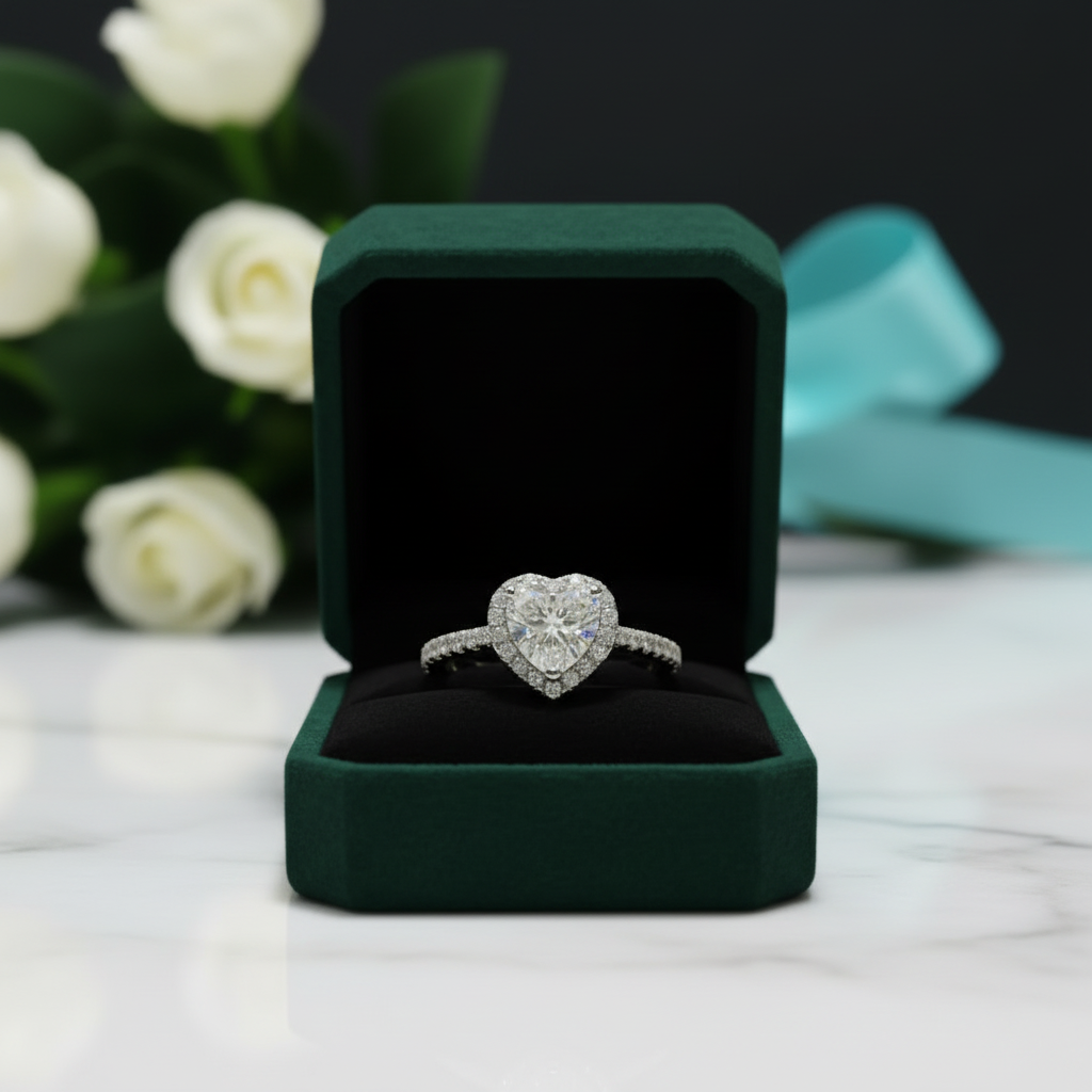 2.0 Ct Heart Cut Halo Engagement Ring - Evani Naomi Jewelry