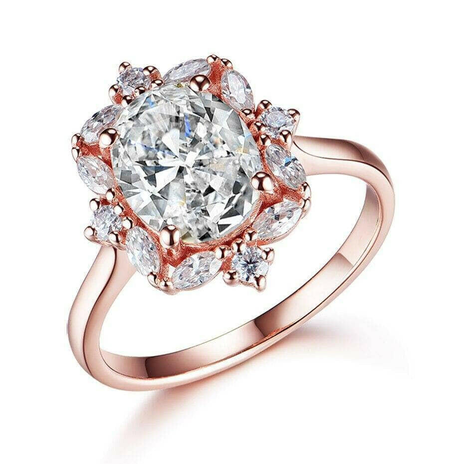2.0 Ct Oval Cut Diamond 14K Rose Gold Engagement Ring-Evani Naomi Jewelry