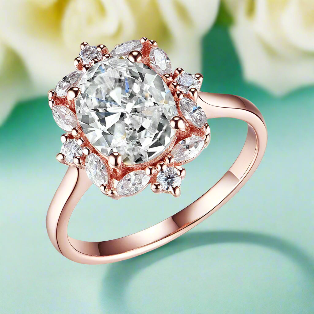 2.0 Ct Oval Cut Diamond 14k Rose Gold Engagement Ring-Evani Jewelry