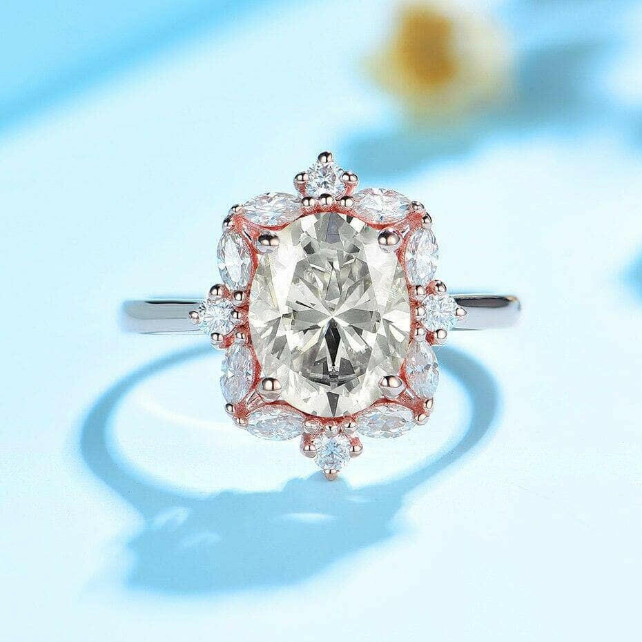 2.0 Ct Oval Cut Diamond 14K Rose Gold Engagement Ring-Evani Naomi Jewelry