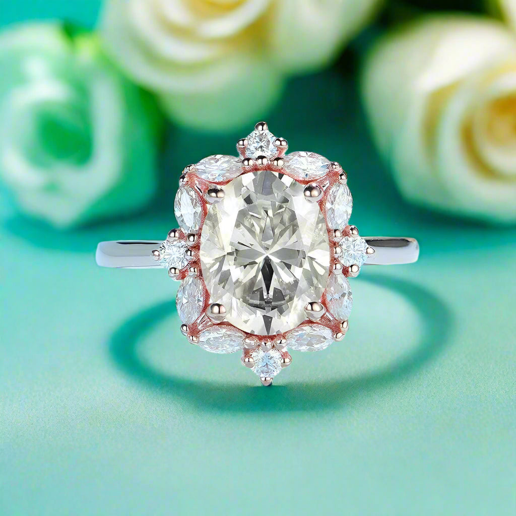 2.0 Ct Oval Cut Diamond 14k Rose Gold Engagement Ring-Evani Jewelry