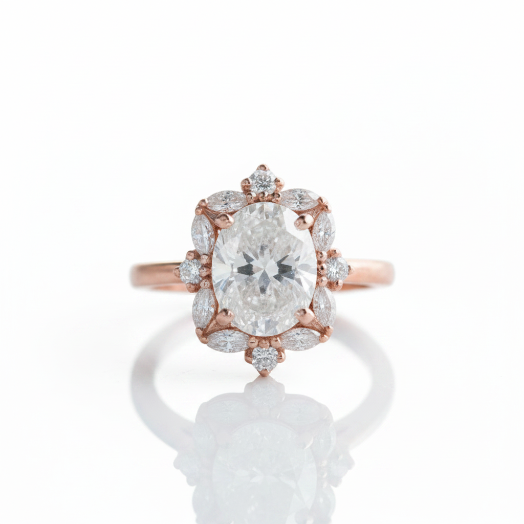 2.0 Ct Oval Cut Diamond Option 14k Rose Gold Engagement Ring