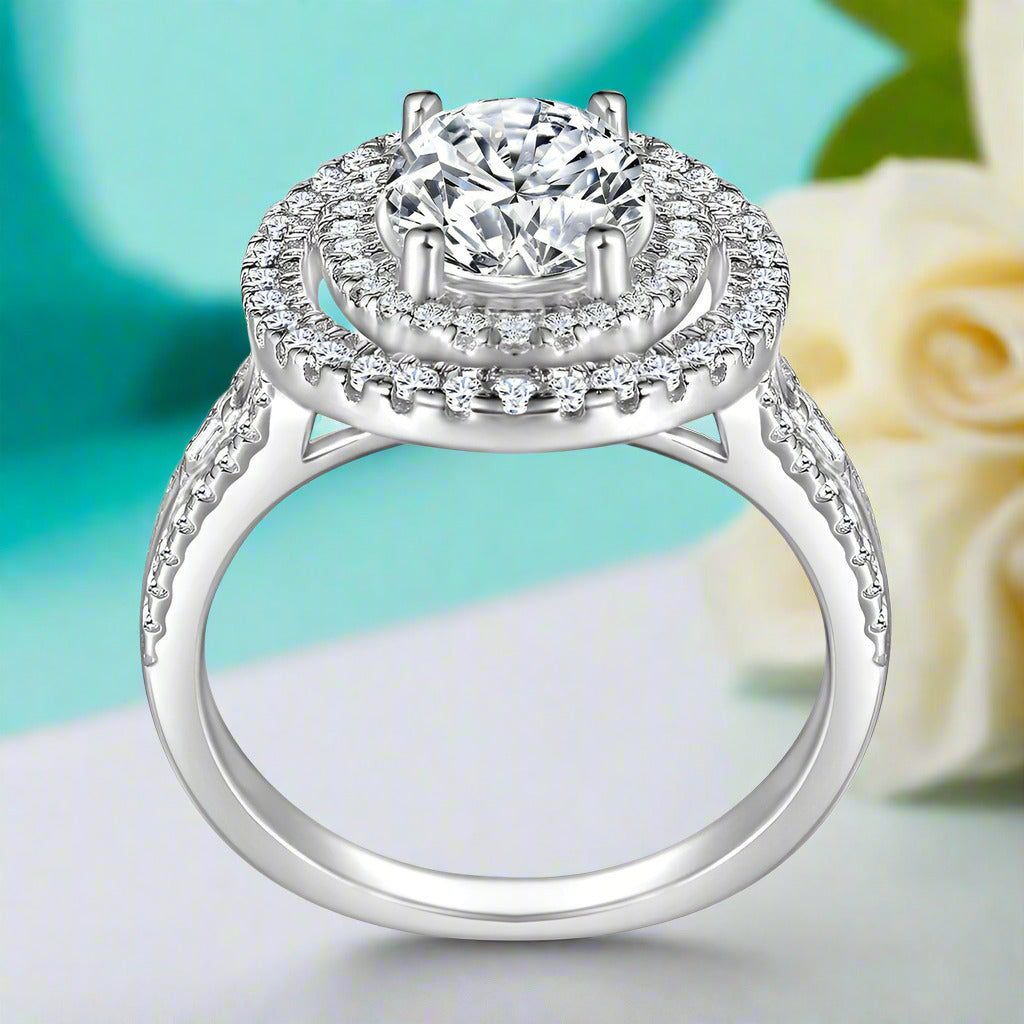 2.0 Ct Oval Cut Diamond Double Halo Engagement Ring-Evani Jewelry