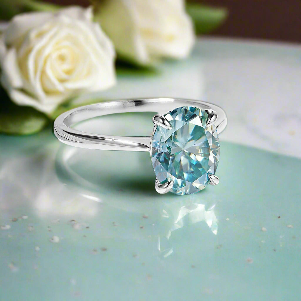 2.0 Ct Oval Diamond 10K Solid Gold Engagement Ring-Evani Naomi Jewelry