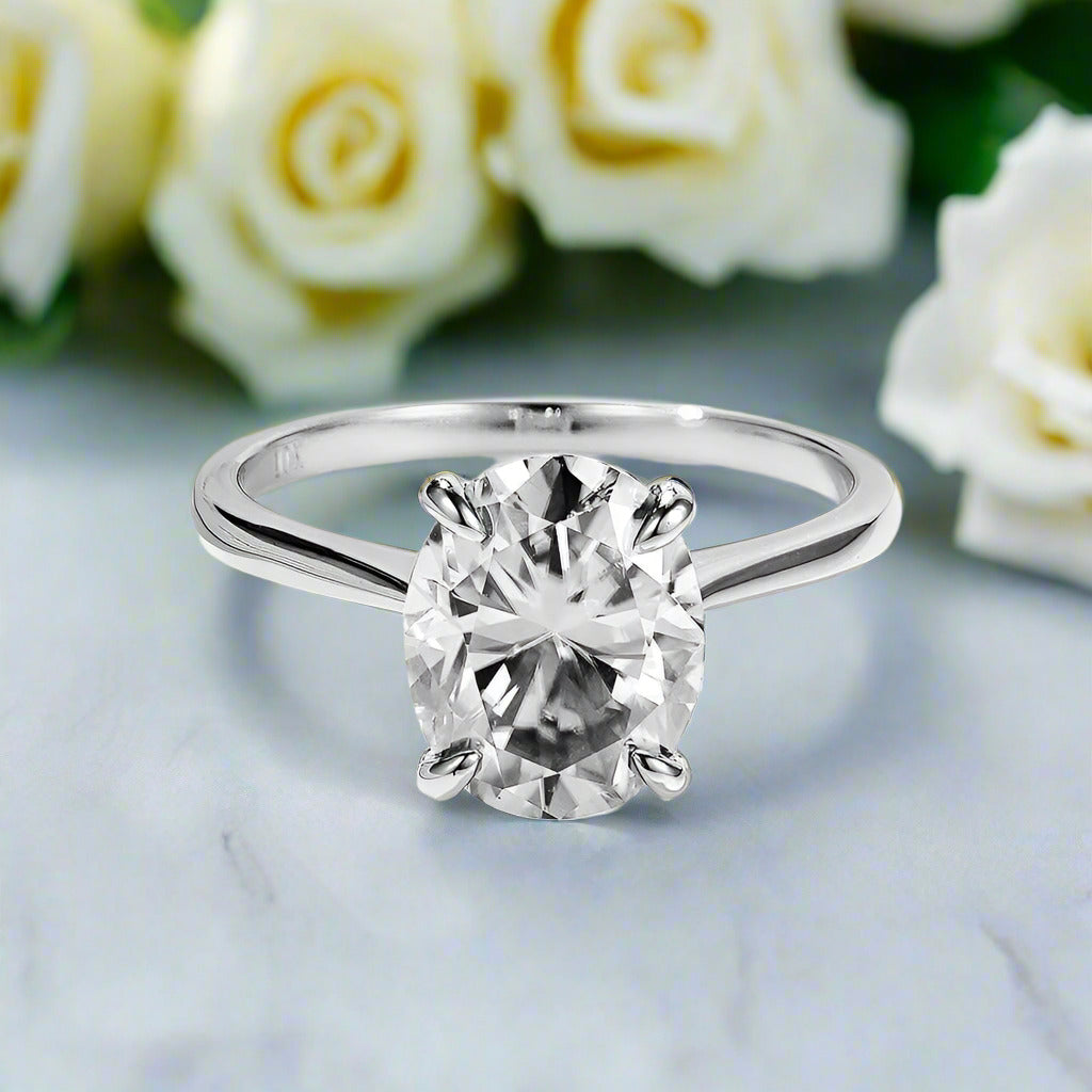 2.0 Ct Oval Diamond 10K Solid Gold Engagement Ring-Evani Naomi Jewelry