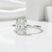 2.0 Ct Oval Cut Diamond Birthstone 18k White Gold Engagement Ring-Evani Jewelry