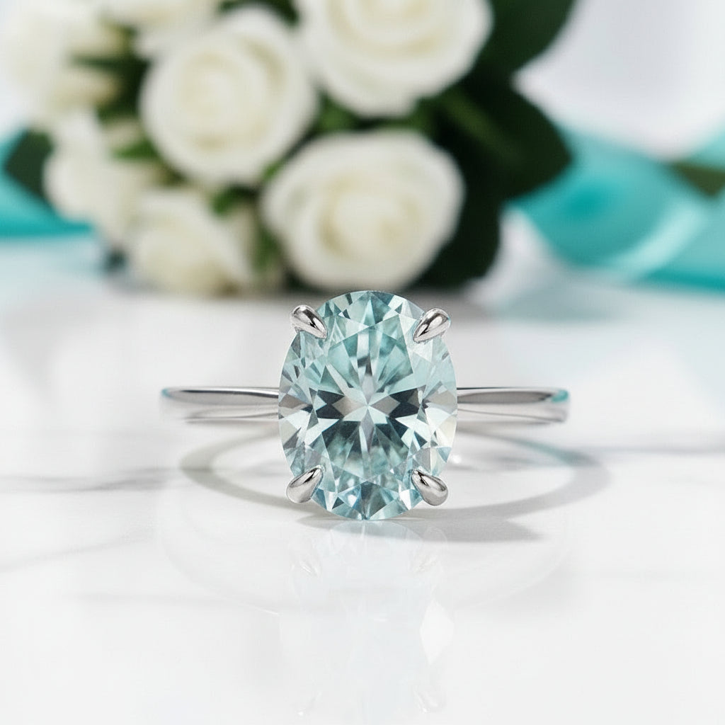 2.0 Ct Oval Diamond 10K Solid Gold Engagement Ring-Evani Jewelry