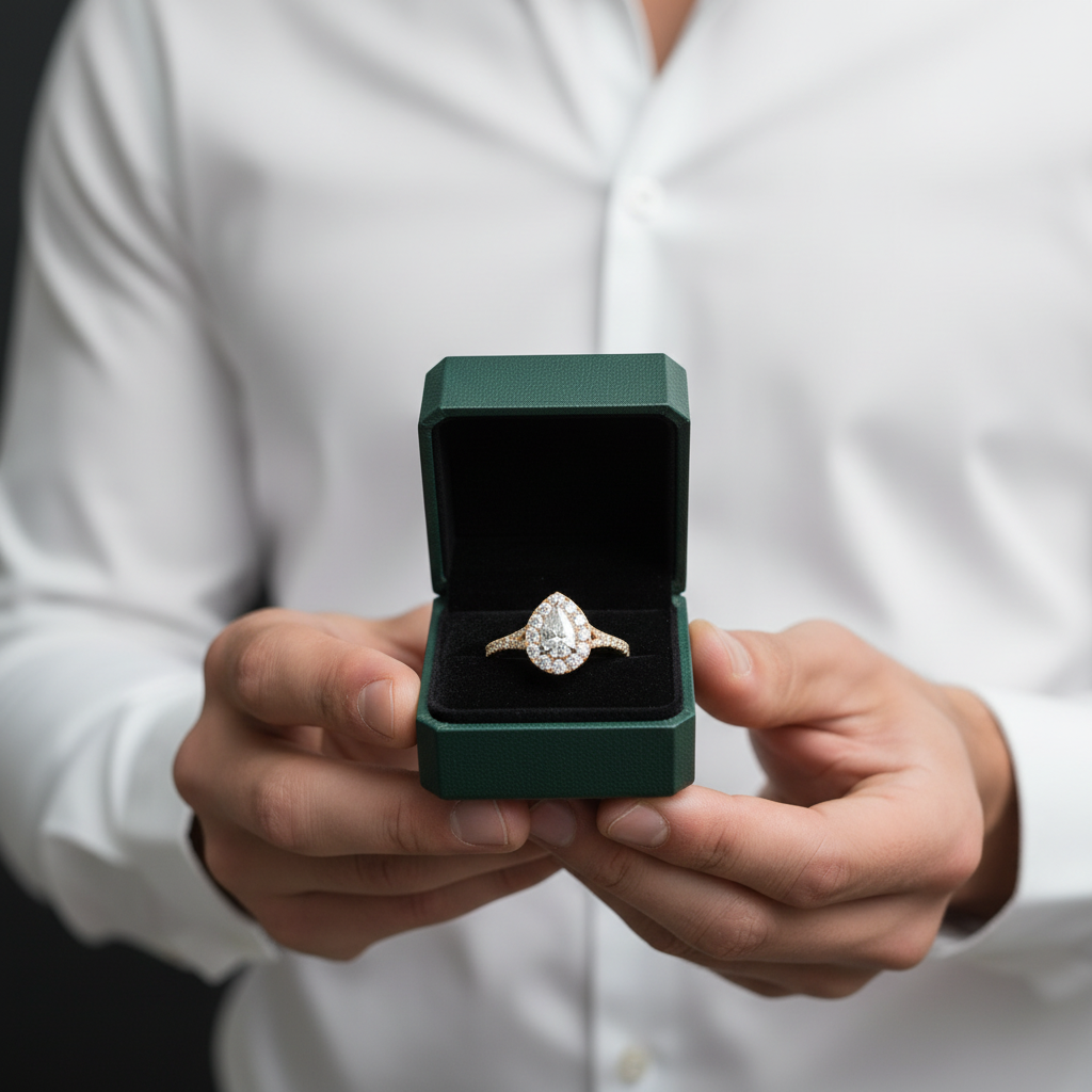 2.0 Ct Pear Cut Diamond Option 14k Yellow Gold Engagement Ring - Evani Naomi Jewelry