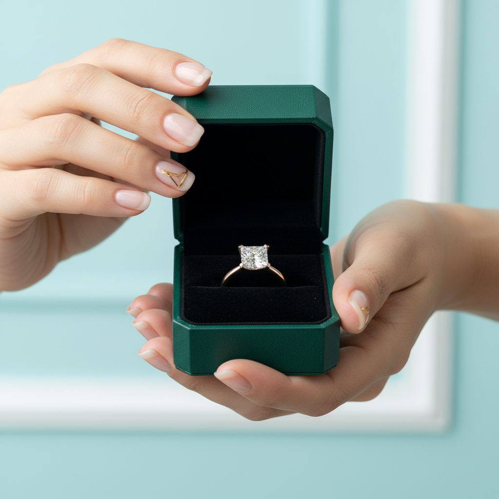 2.0 Ct Princess Cut Diamond Option 18K Rose Gold Engagement Ring - Evani Naomi Jewelry