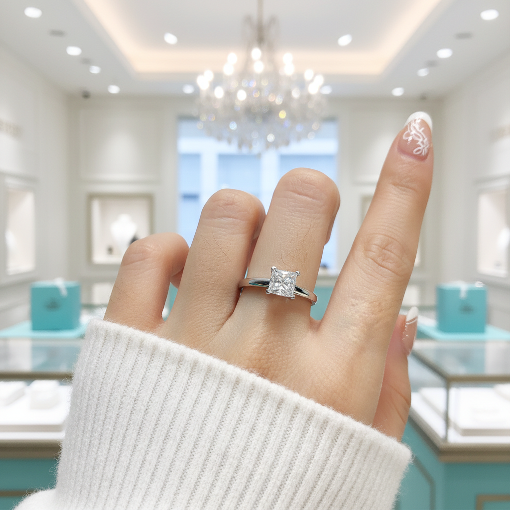 2.0 Ct Princess Cut Diamond Solitaire Engagement Ring-Evani Jewelry