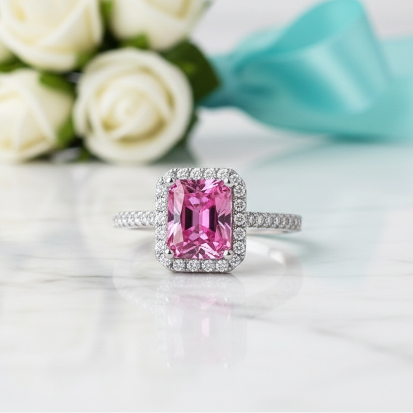 2.0 Ct Radiant Cut Tourmaline Engagement Ring