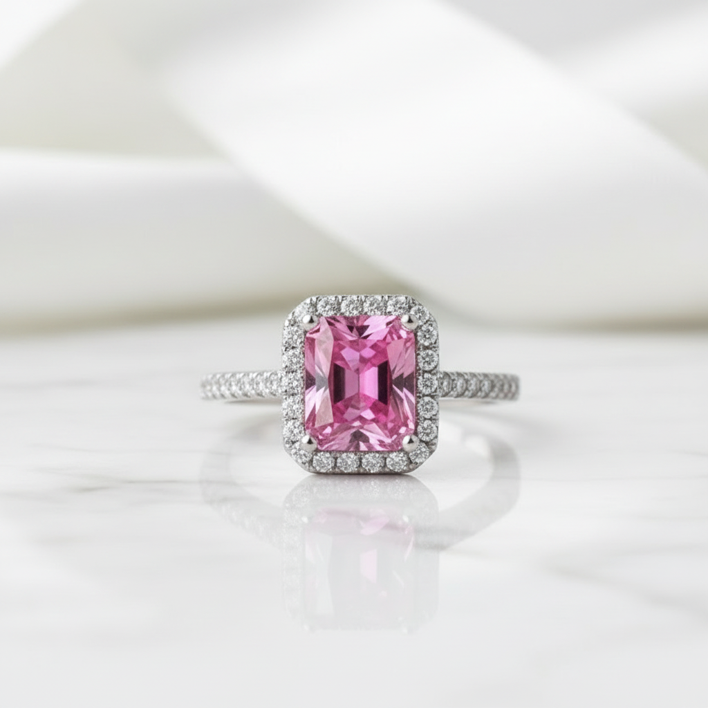 2.0 Ct Radiant Cut Tourmaline Engagement Ring