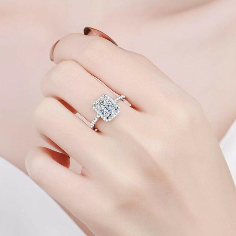 2.0 Ct Radiant Cut Diamond Halo Engagement Ring-Evani Naomi Jewelry