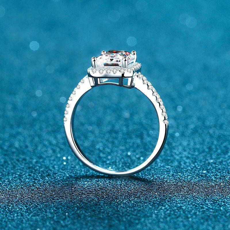 2.0 Ct Radiant Cut Diamond Halo Engagement Ring-Evani Naomi Jewelry