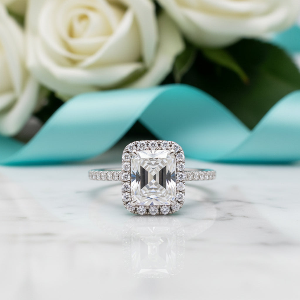 2.0 Ct Radiant Cut Diamond Halo Engagement Ring-Evani Jewelry