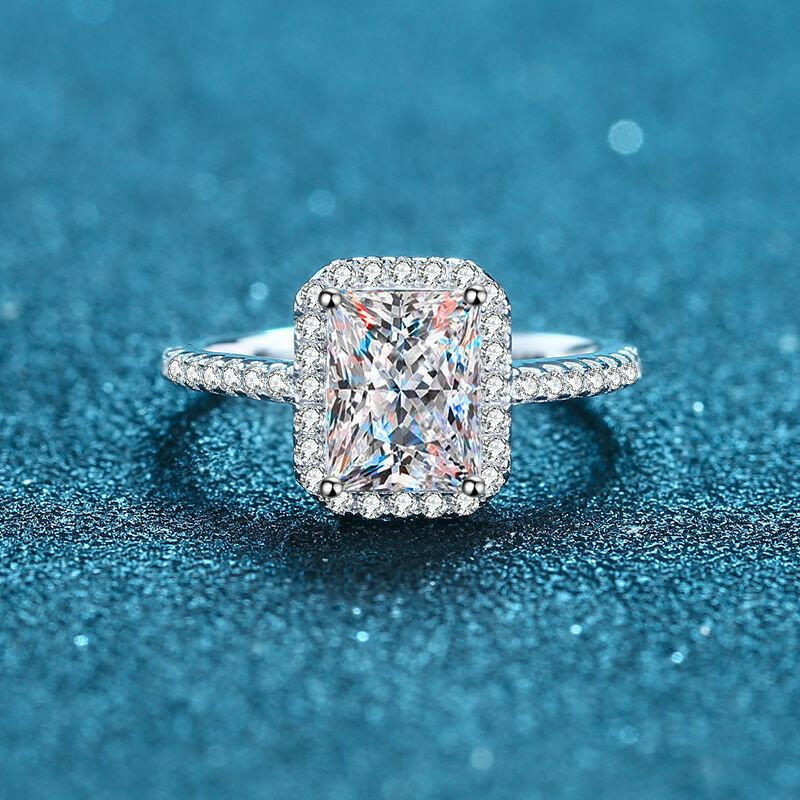2.0 Ct Radiant Cut Diamond Halo Engagement Ring-Evani Naomi Jewelry