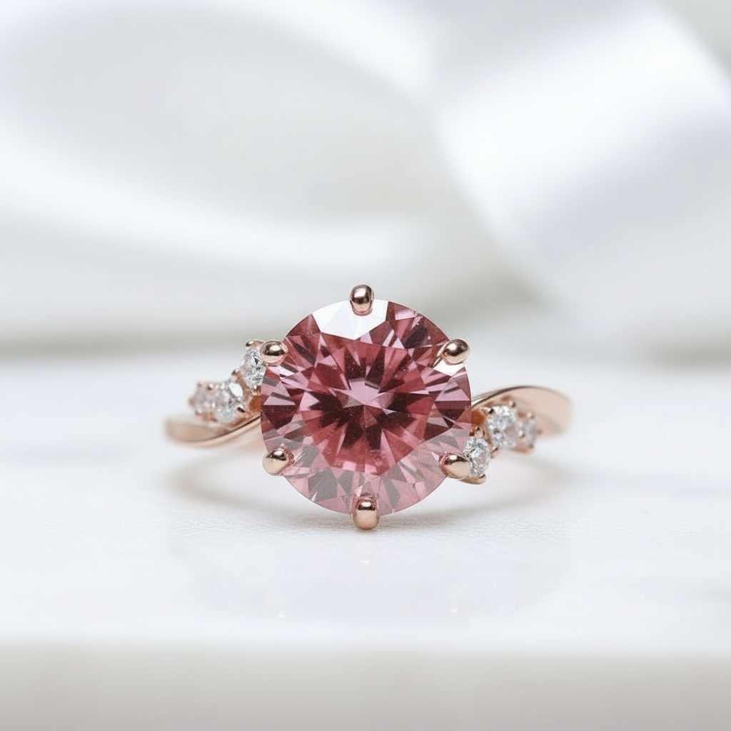 2.0 Ct Ruby Birthstone Round Cut Engagement Ring-Evani Jewelry