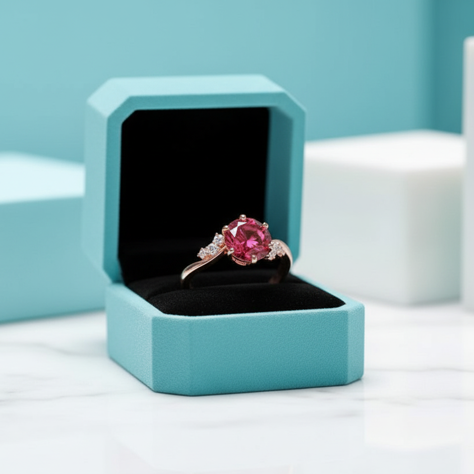 2.0 Ct Round Cut Garnet Birthstone Engagement Ring-Evani Jewelry