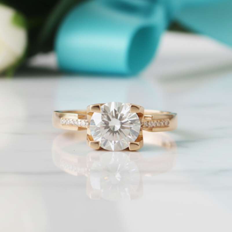 2.0 Ct Round Cut Diamond Cow Head Engagement Ring-Evani Jewelry