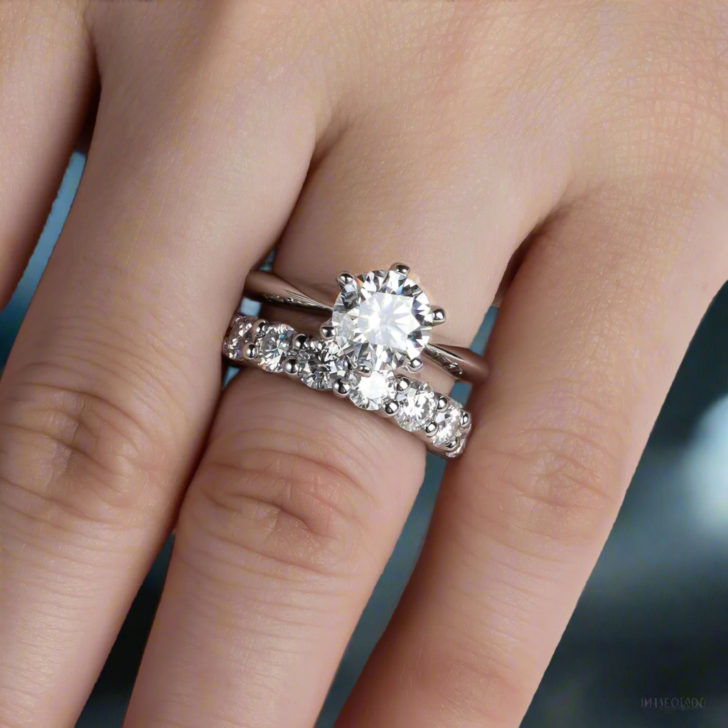 2.0 Ct Round Cut Diamond Engagement Ring Set-Evani Naomi Jewelry