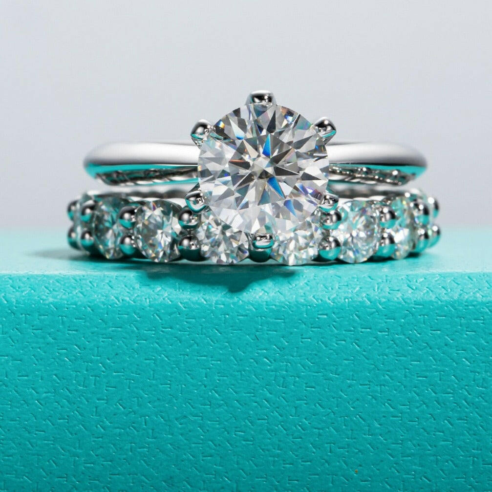 2.0 Ct Round Cut Diamond Engagement Ring Set-Evani Naomi Jewelry