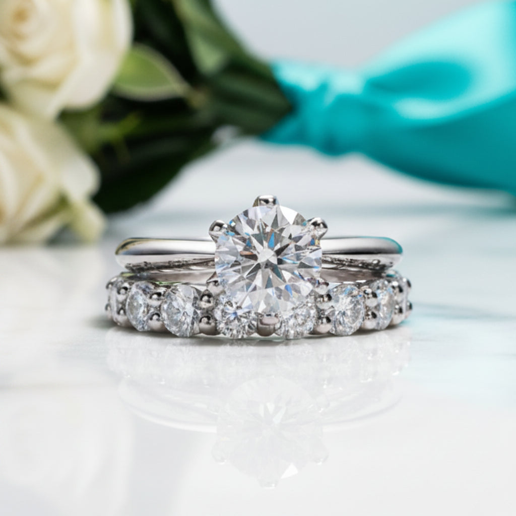 2.0 Ct Round Cut Diamond Engagement Ring Set-Evani Jewelry