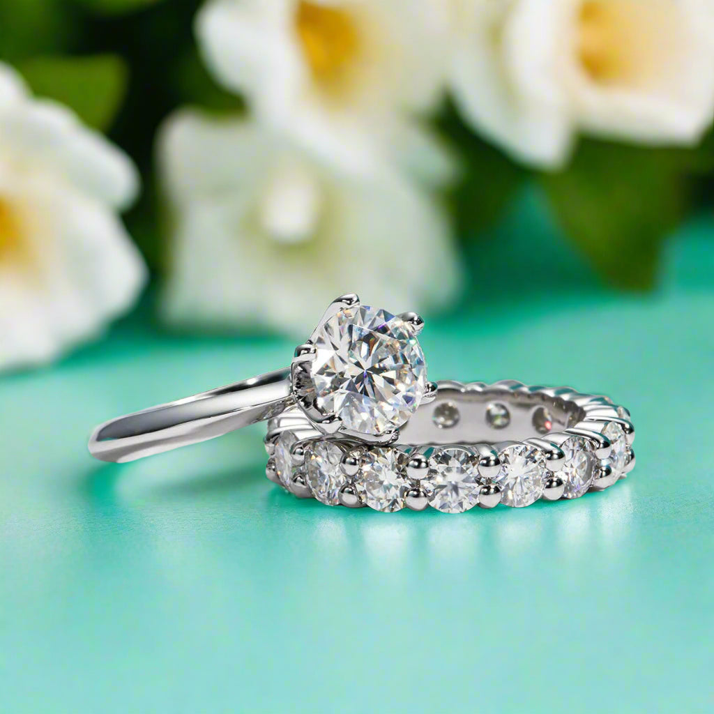 2.0 Ct Round Cut Diamond Engagement Ring Set-Evani Jewelry