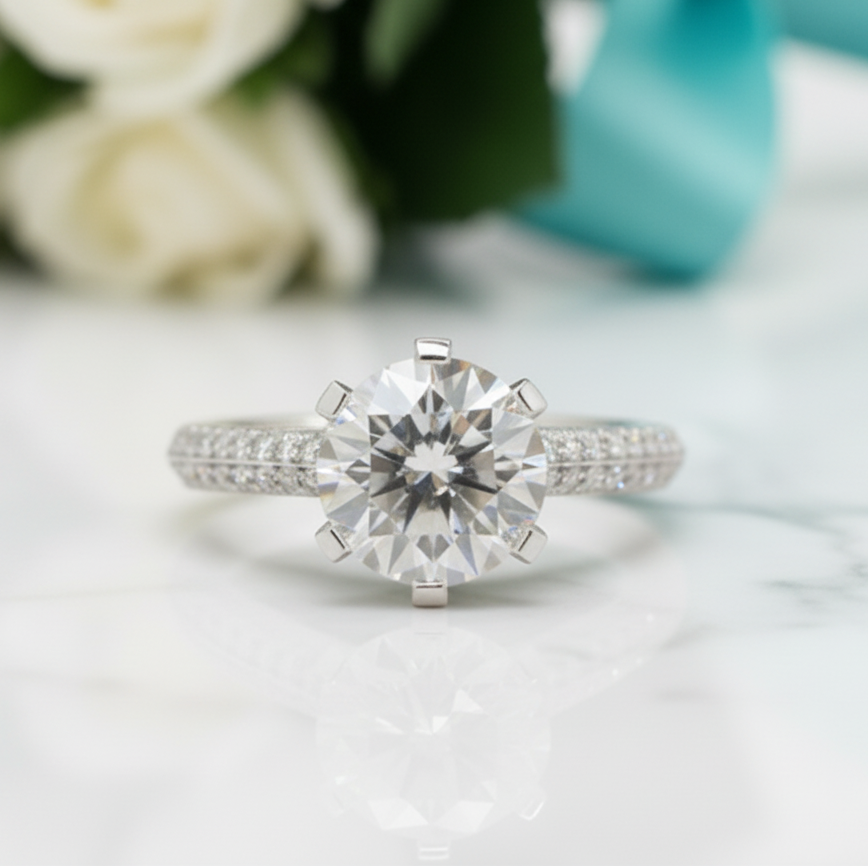 2.0 Ct Round Cut Diamond Option Engagement Ring