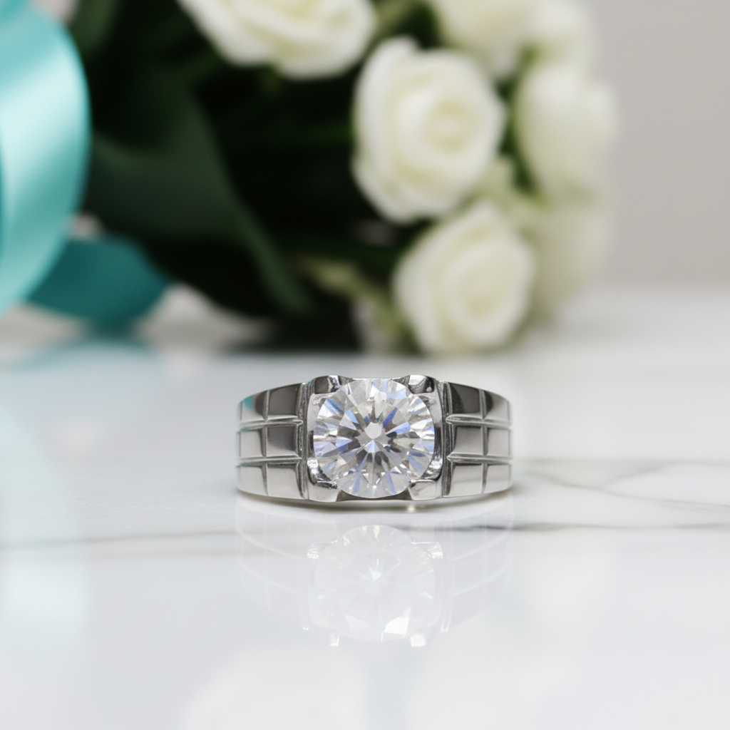 2.0 Ct Round Cut Diamond Men's Ring-Evani Jewelry
