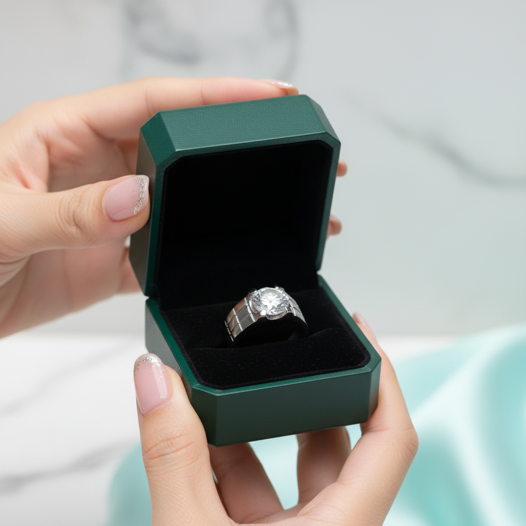 2.0 Ct Round Cut Diamond Option Men's Ring
