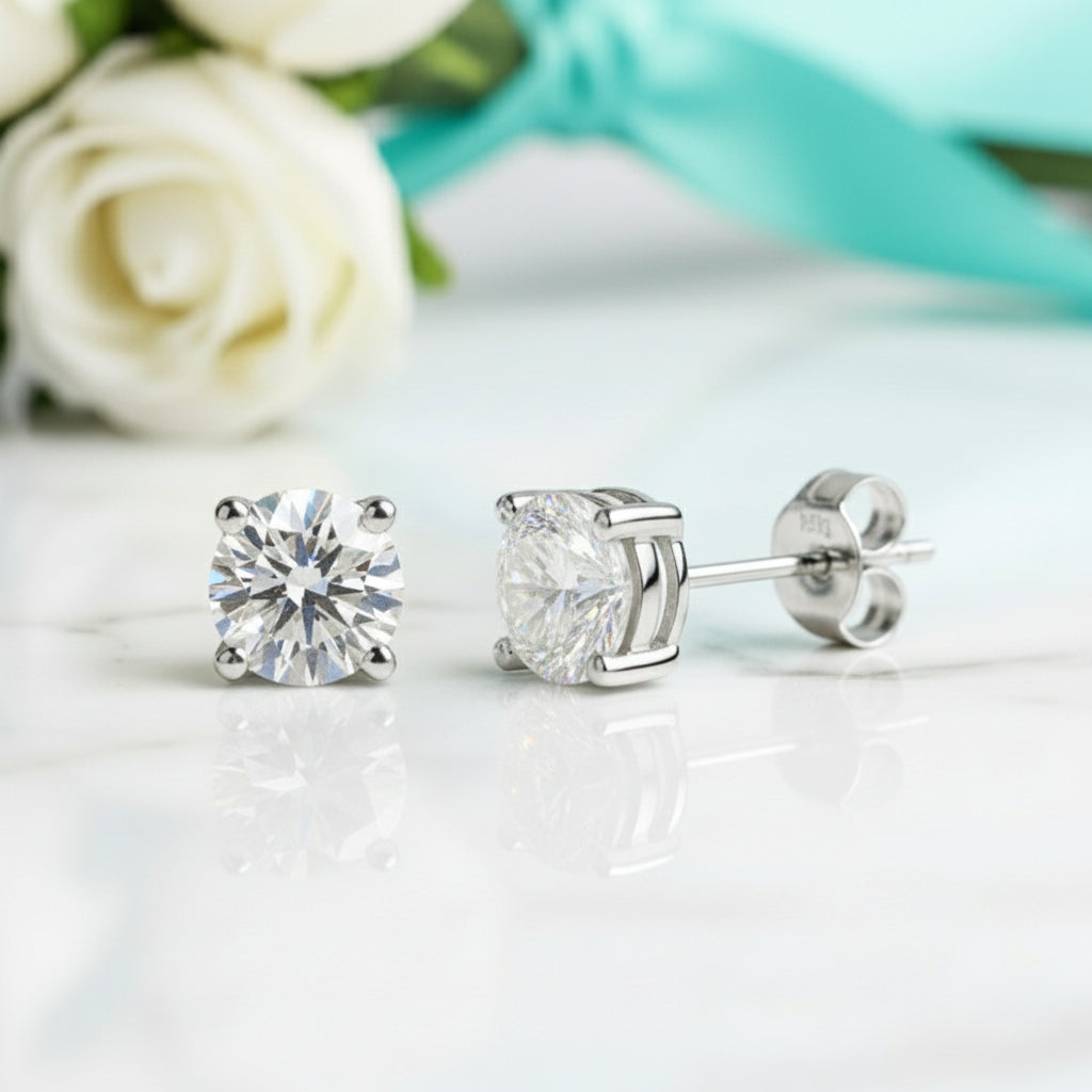 2.0 Ct Round Cut Diamond Stud Earrings-Evani Jewelry