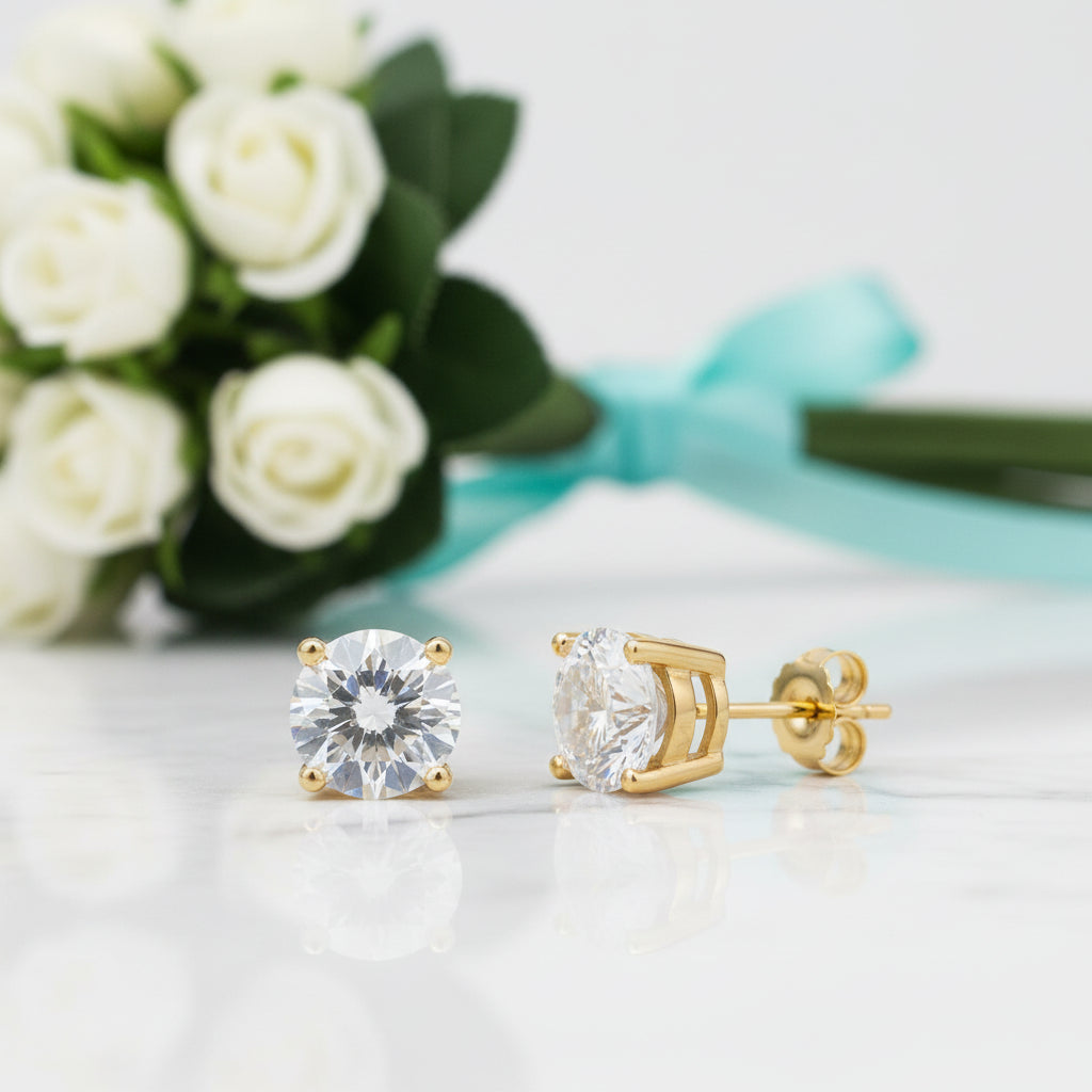 2.0 Ct Round Cut Diamond Stud Earrings-Evani Jewelry