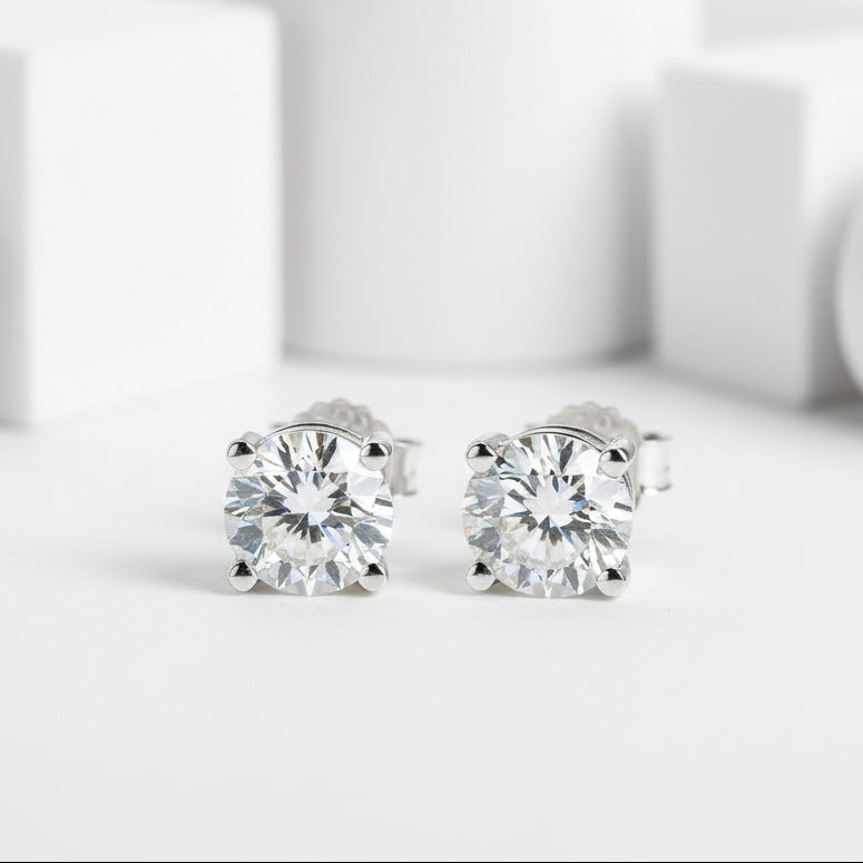 2.0 Ct Round Cut Diamond Stud Earrings-Evani Jewelry