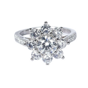 2.0 Ct Round Cut Diamond Sunflower Halo Engagement Ring - Evani Naomi Jewelry