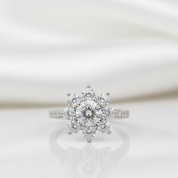 2.0 Ct Round Cut Diamond Option Sunflower Halo Engagement Ring - Evani Naomi Jewelry