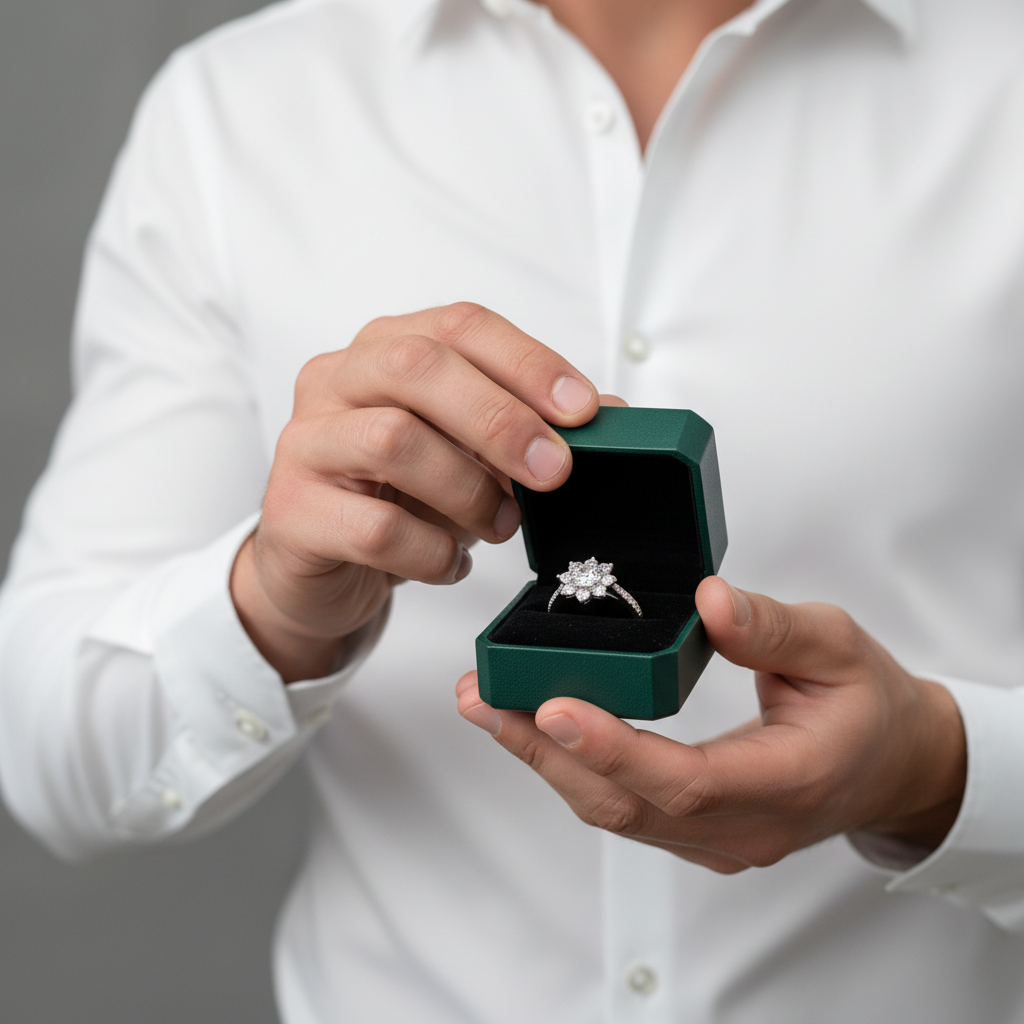 2.0 Ct Round Cut Diamond Option Sunflower Halo Engagement Ring - Evani Naomi Jewelry