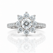 2.0 Ct Round Cut Diamond Option Sunflower Halo Engagement Ring