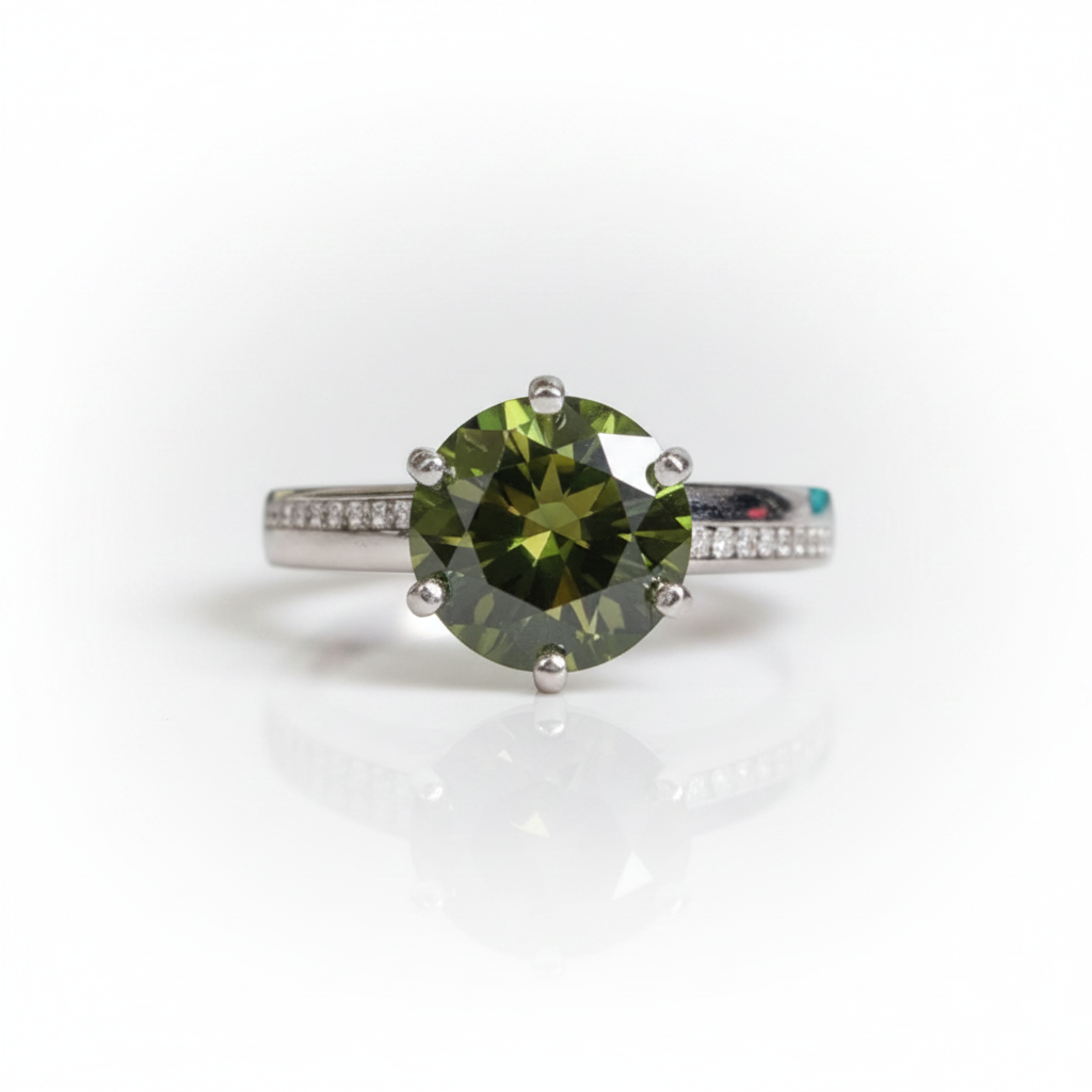 2.0 Ct Round Cut Green Diamond OptionEngagement Ring