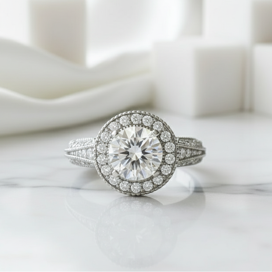 2.0 Ct Round Cut White Gold Diamond Engagement Ring-Evani Jewelry