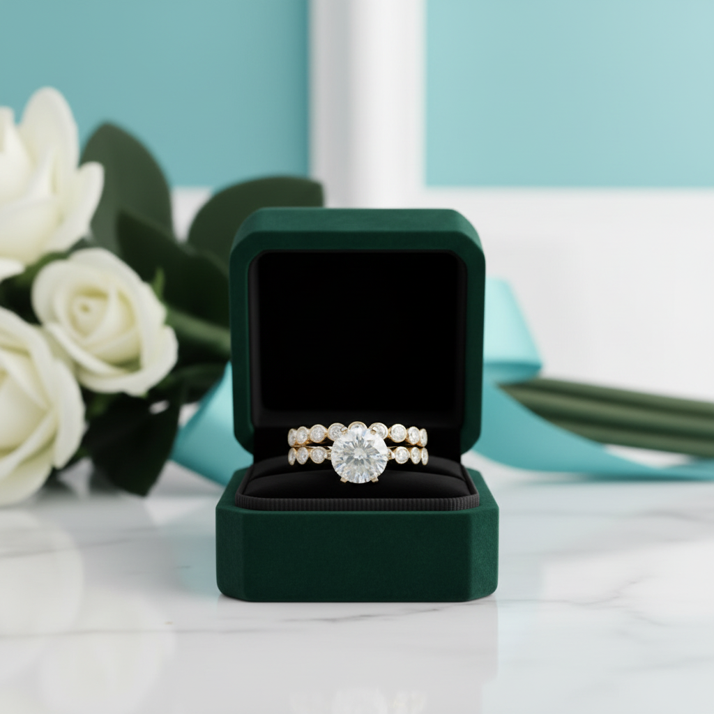 2.0 Ct Round Diamond Option14k Yellow Gold Engagement Ring Set - Evani Naomi Jewelry