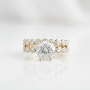 2.0 Ct Round Diamond Option 14k Yellow Gold Engagement Ring Set - Evani Naomi Jewelry