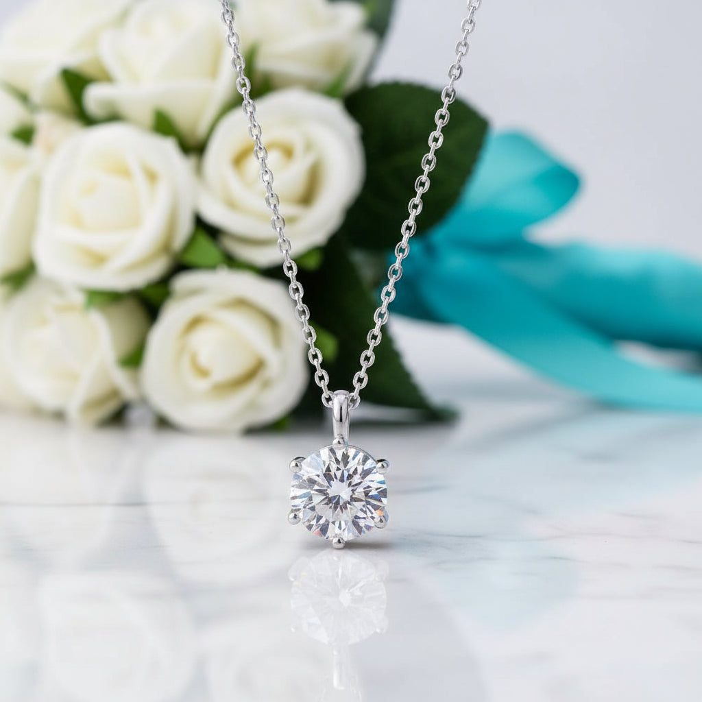 2.0 Ct Round Diamond Pendant Necklace-Evani Jewelry