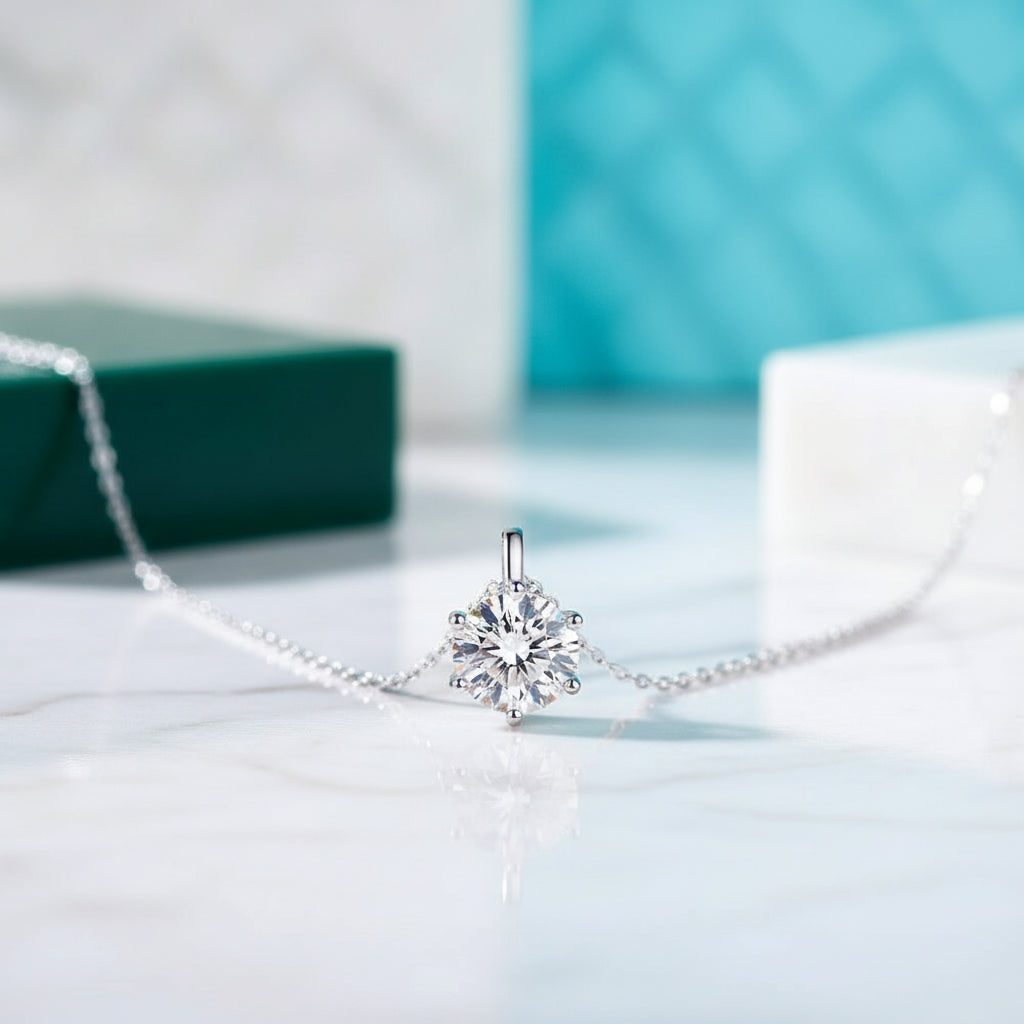 2.0 Ct Round Diamond Pendant Necklace-Evani Jewelry