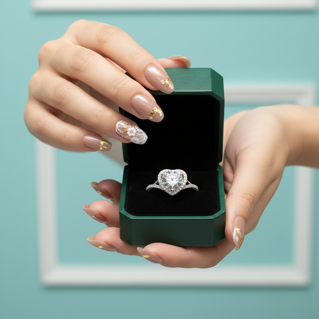 2.0 Ct Round Moisssanite with Heart Shape Engagement Ring - Evani Naomi Jewelry