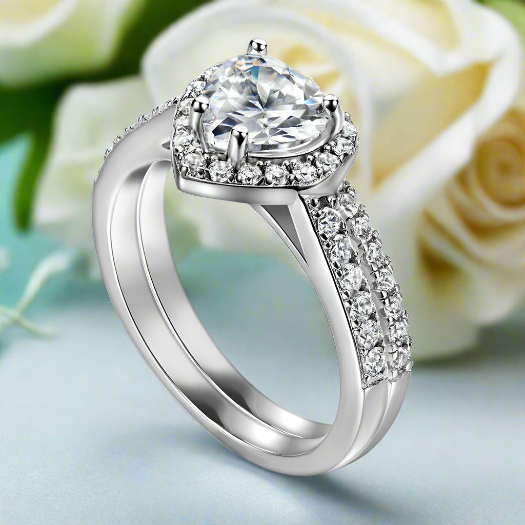 2.0 Ct VVS Diamond Heart Shape Wedding Ring-Evani Jewelry