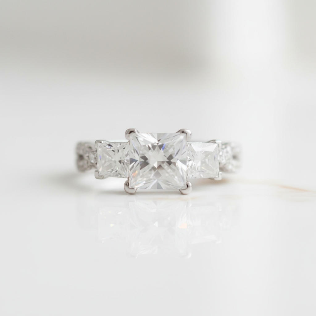 2.0 Cttw Three Stone Diamond Option Twist Band Engagement Ring - Evani Naomi Jewelry