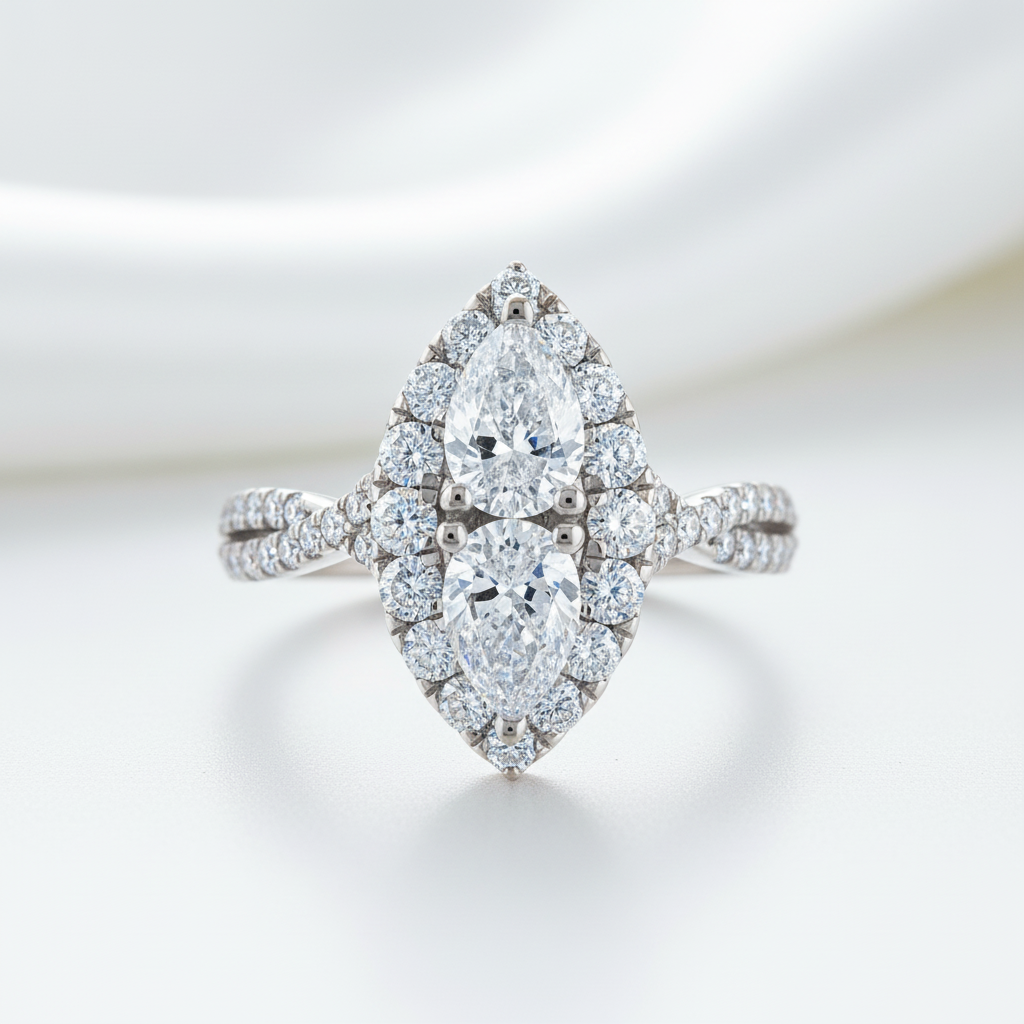 2.0 Ctw Pear Cut Diamond Option Engagement Ring - Evani Naomi Jewelry