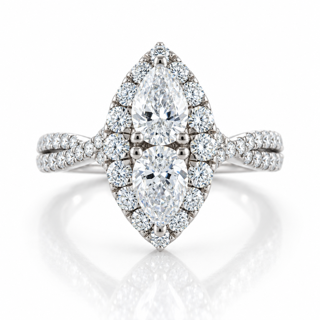 2.0 Ctw Pear Cut Diamond Option Engagement Ring - Evani Naomi Jewelry