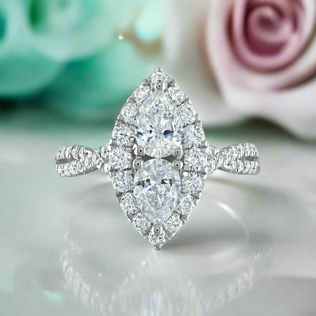 2.0 Ctw Pear Cut Diamonds Engagement Ring-Evani Naomi Jewelry
