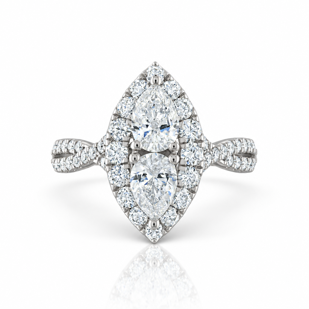 2.0 Ctw Pear Cut Diamonds Engagement Ring-Evani Jewelry